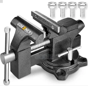 Heavy-Duty Bench Vise Featuring a Swivel Base and a Built-in Anvil.