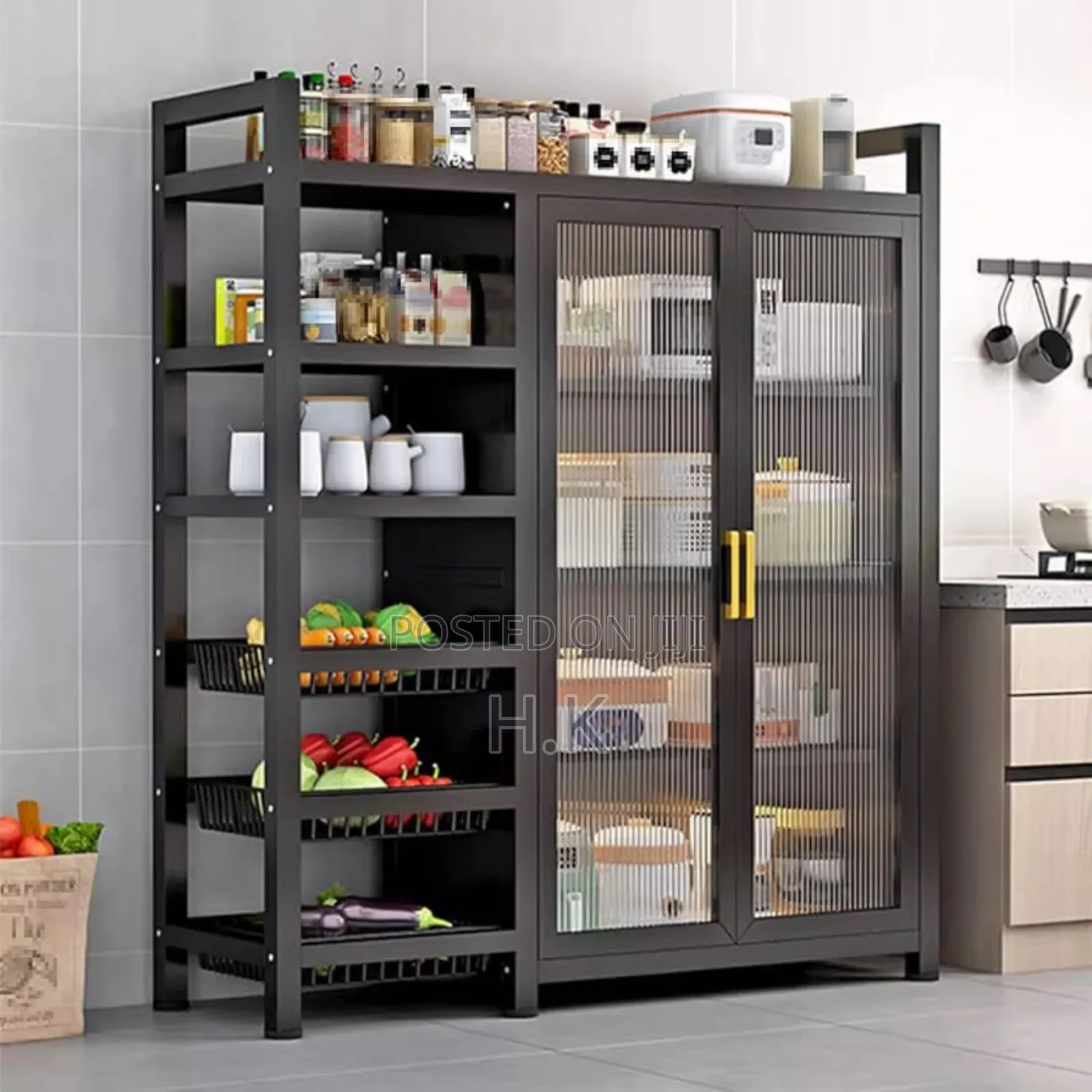 Food Pantry Cabinet for Kitchen (3adjustable Shelves 2acrylic Doors)