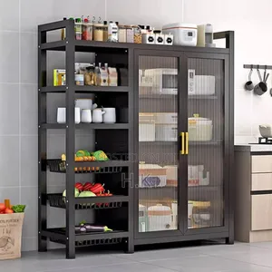 Food Pantry Cabinet for Kitchen (3adjustable Shelves 2acrylic Doors)