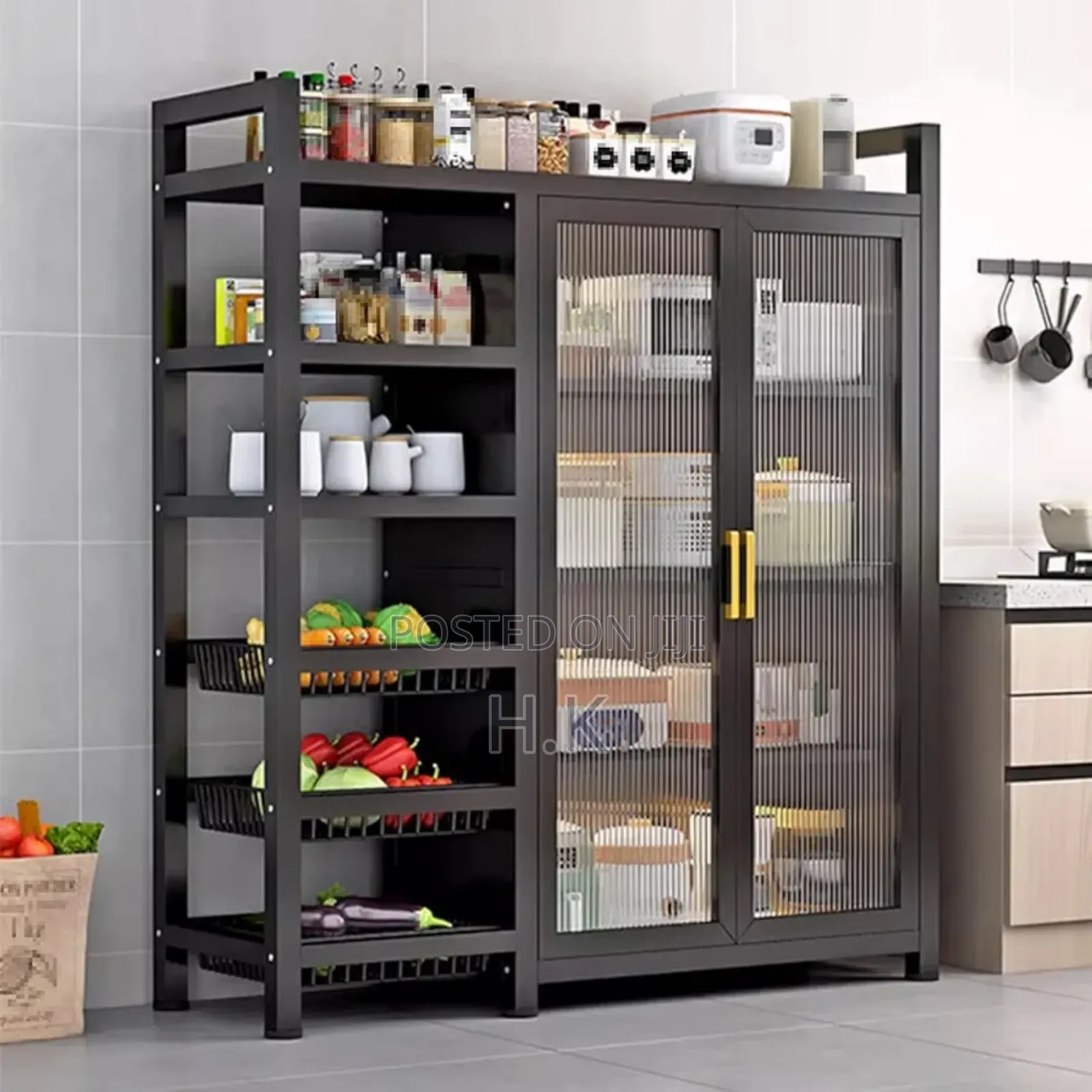 Food Pantry Cabinet for Kitchen (3adjustable Shelves 2acrylic Doors)
