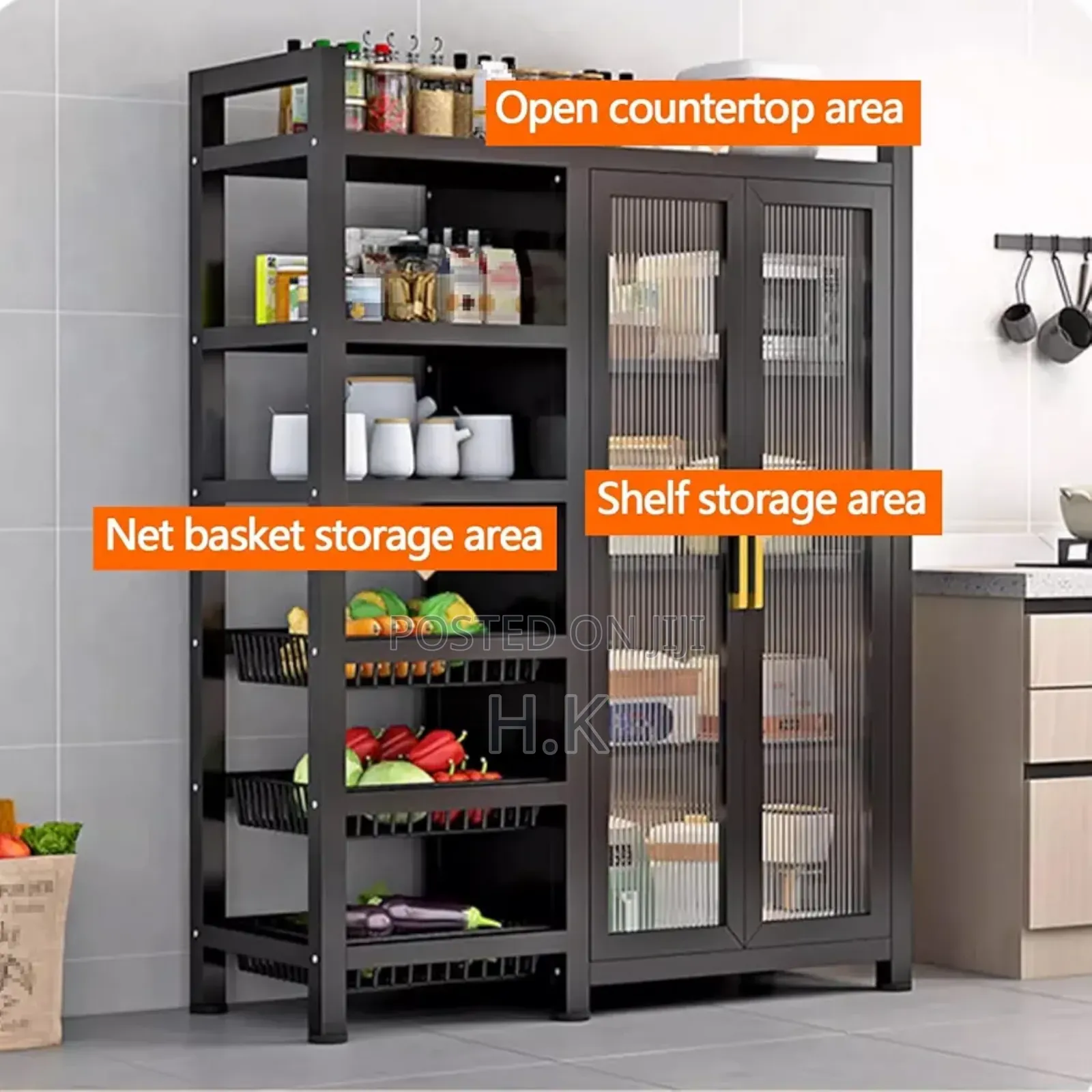 Food Pantry Cabinet for Kitchen (3adjustable Shelves 2acrylic Doors)