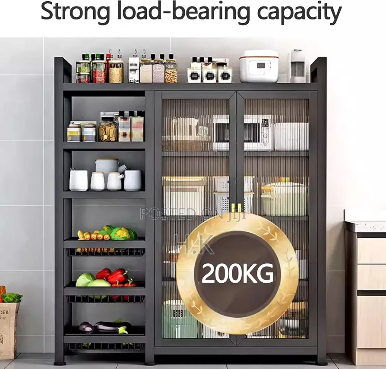 Food Pantry Cabinet for Kitchen (3adjustable Shelves 2acrylic Doors)