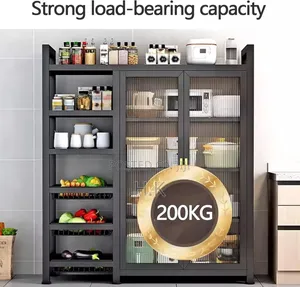 Food Pantry Cabinet for Kitchen (3adjustable Shelves 2acrylic Doors)