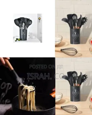 Modern Kitchen Utensil Set With Storage Holder - Multicolor