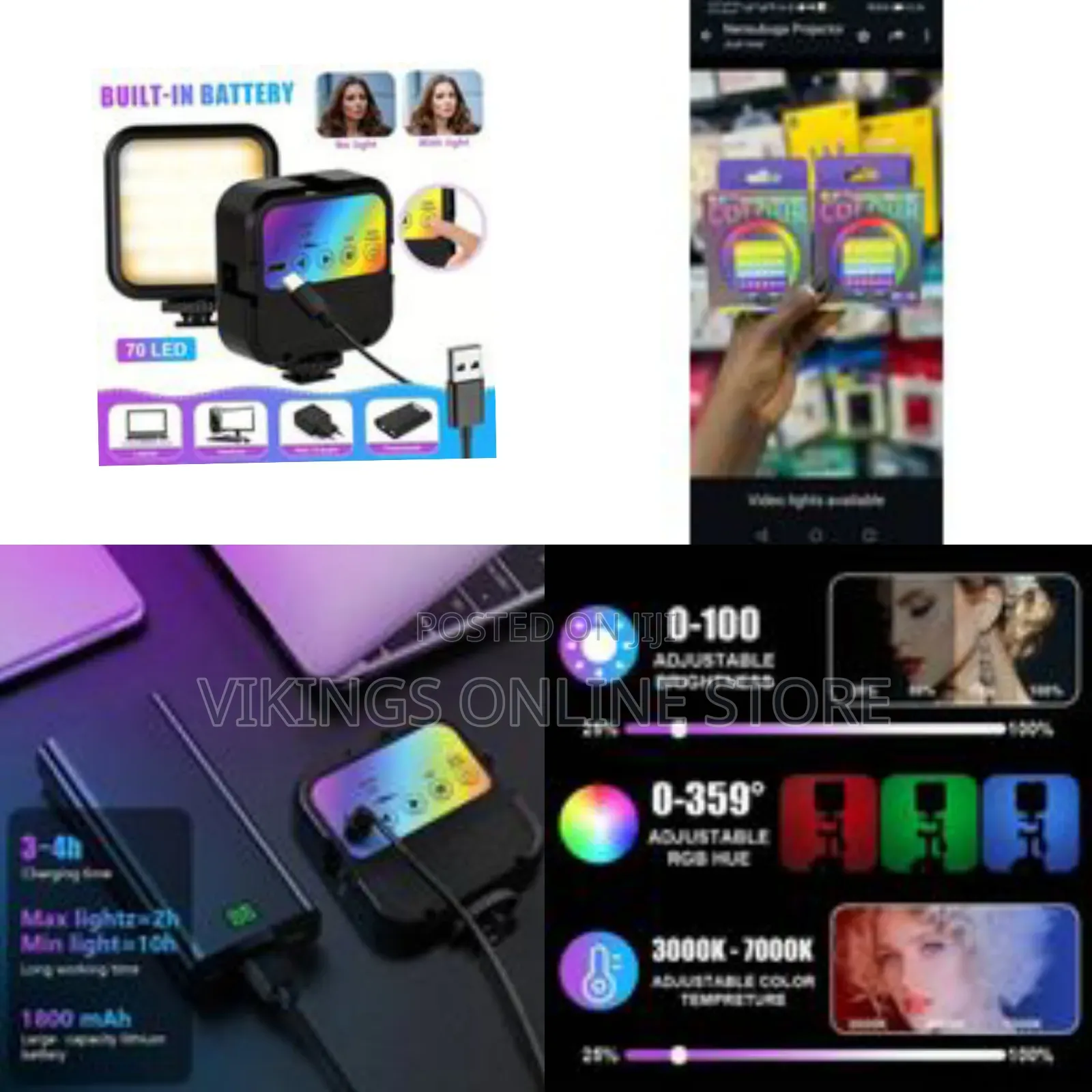 Video Light, Camera Light, 360° Full Color Portable Photography