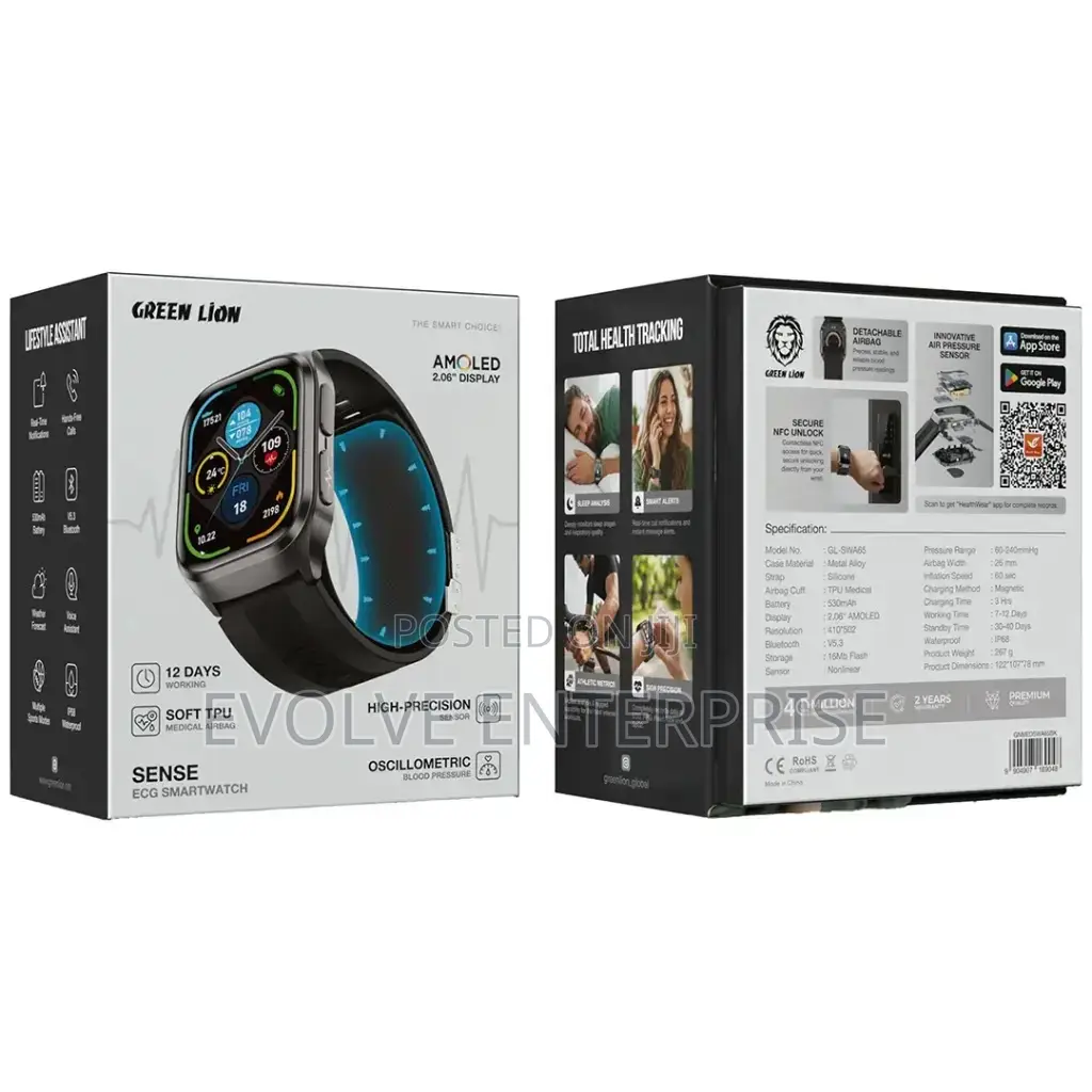 Green Lion Sense Ecg Smart Watch - Black
