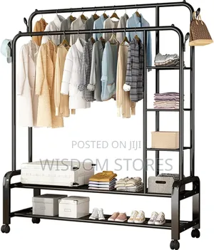Double Rods Portable Garment Rack