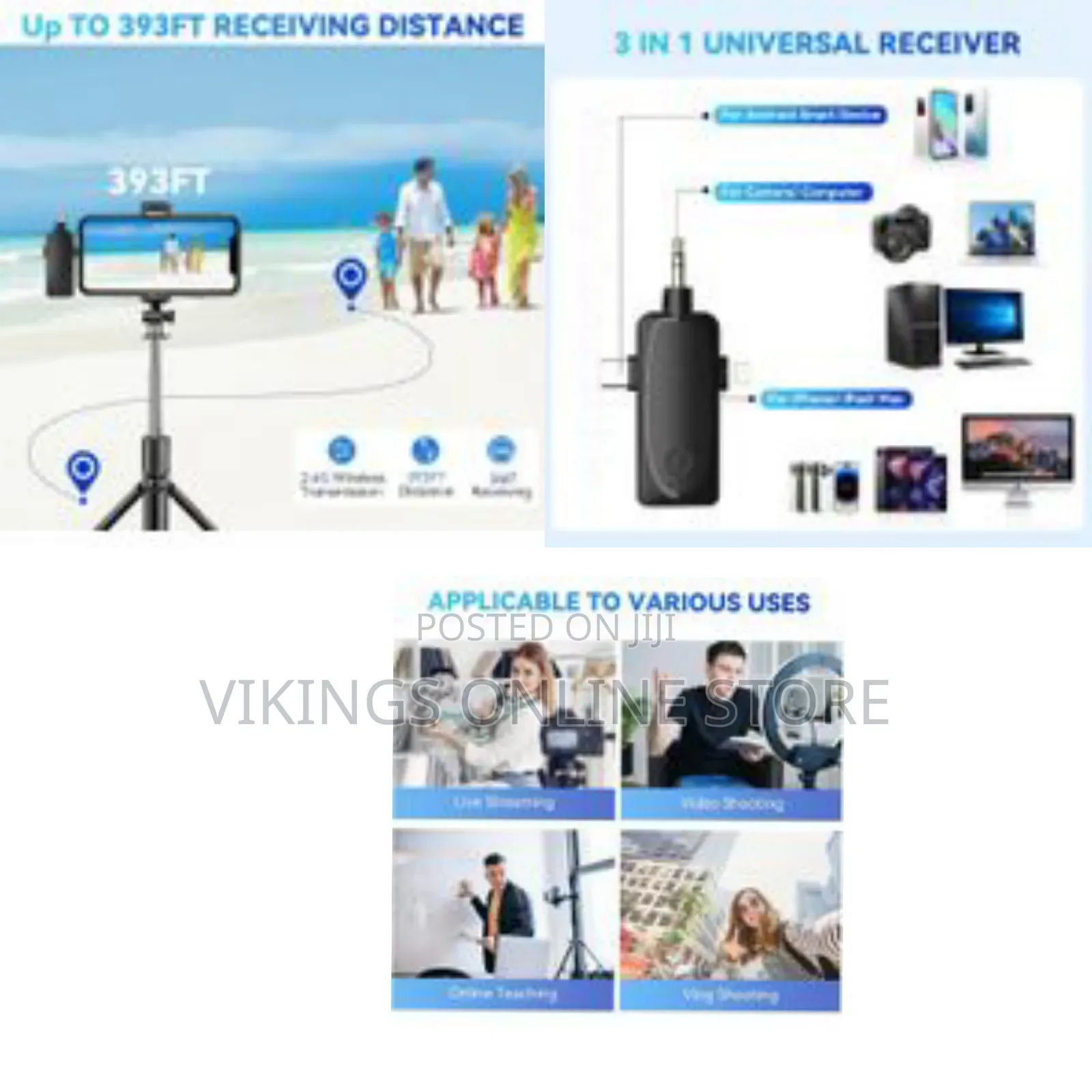 3 in 1 Mini Microphone Wireless Lavalier Microphones for iPhone