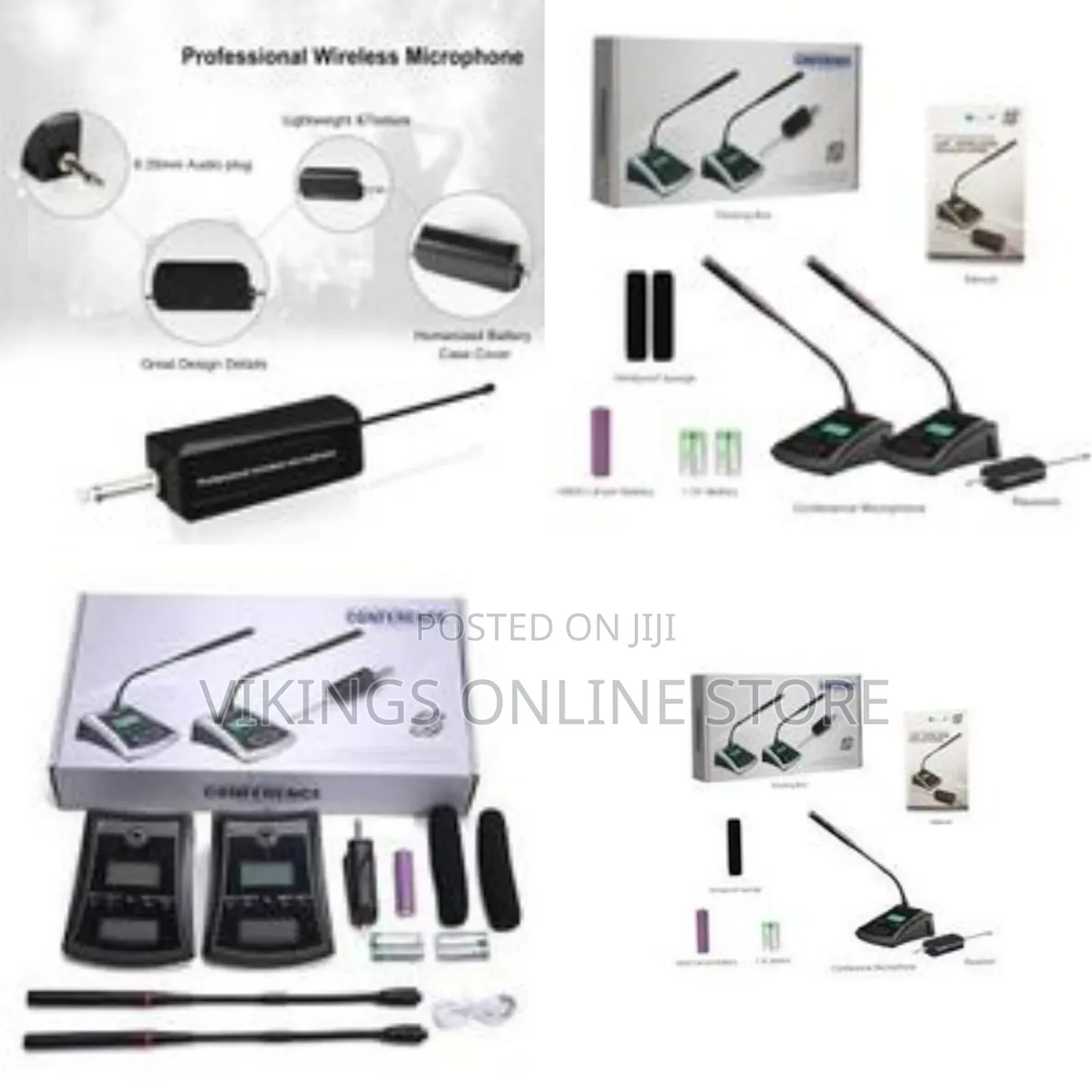 2 Piece Portable Dual Channel Conference Podium Wireless Microphone Uh