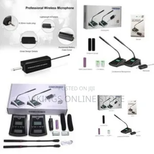 2 Piece Portable Dual Channel Conference Podium Wireless Microphone Uh