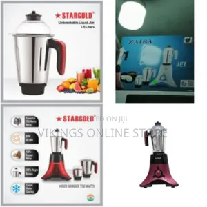 Zaiba Stainless Steel 3in1 Jet 3 Jars Mixer Grinder Blender 1.5l 550w