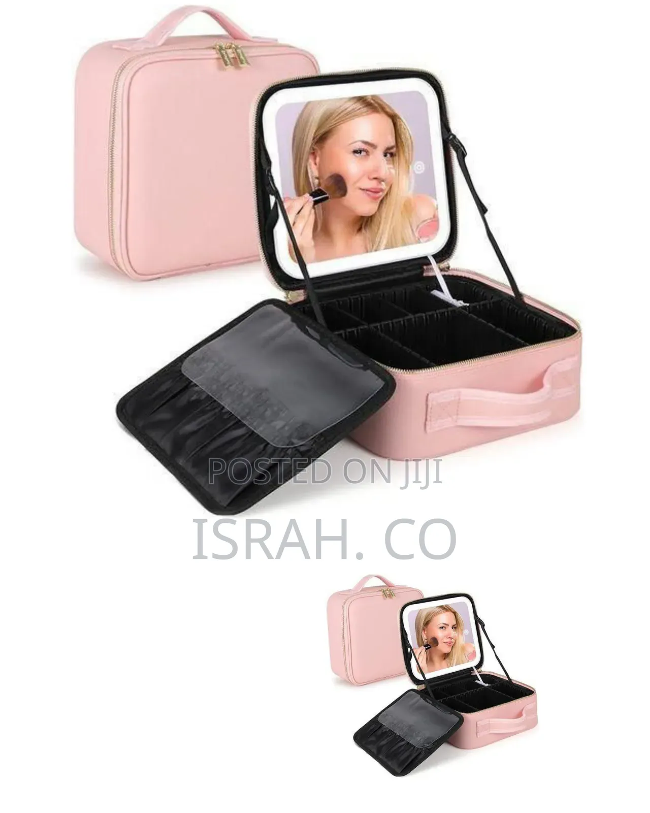Portable Makeup Organizer Case With Led Mirror - Multicolor