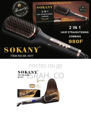 Sokany Electric Hair Straightening and Curling Brush -Multicolor