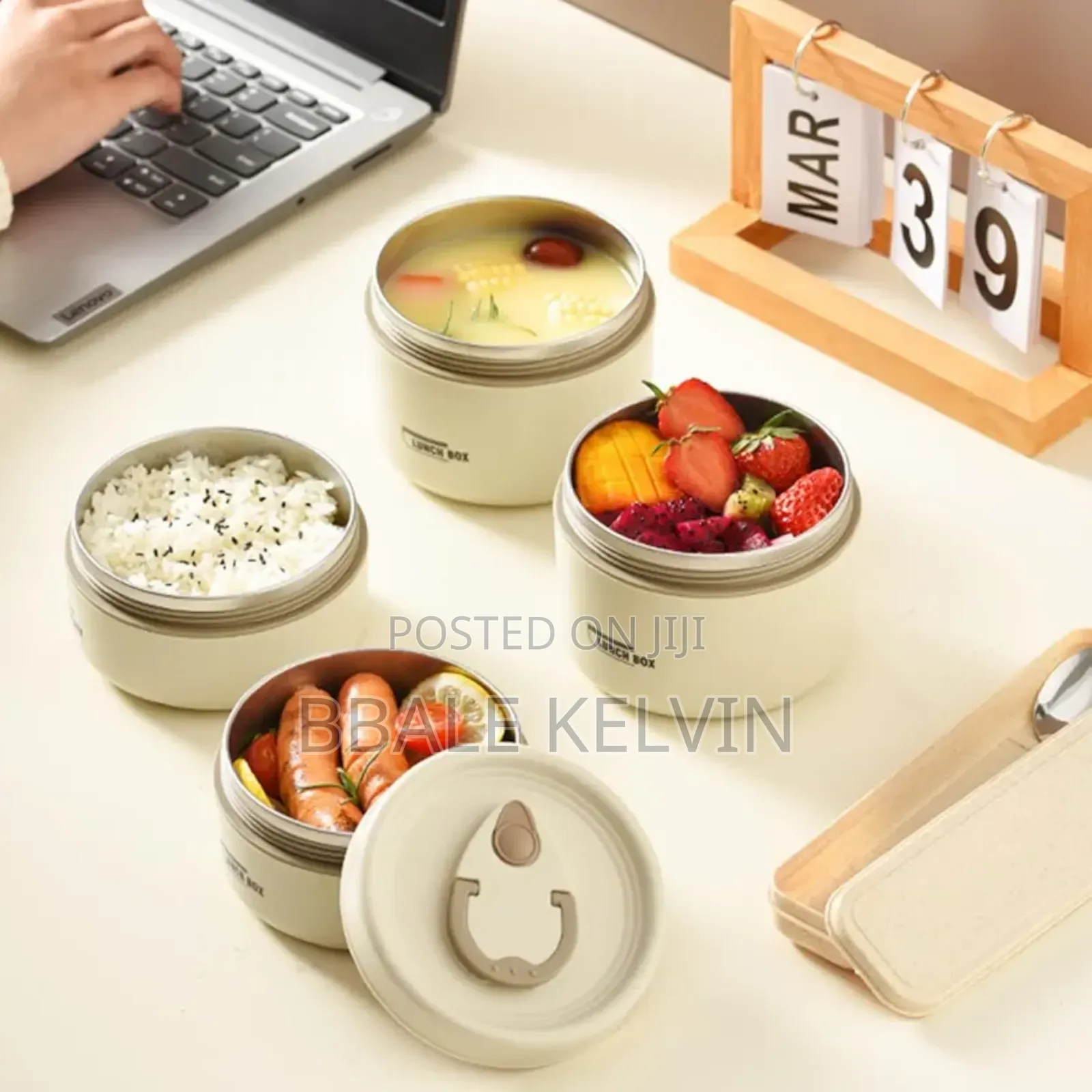 4pcs Insulated Lunch Box Set Portable Food Container With Thermos Bag