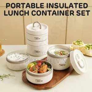 4pcs Insulated Lunch Box Set Portable Food Container With Thermos Bag