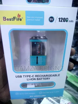 Bestfire 9v- Usb Type-C Rechargeable Li-Ion 1200mah Battery