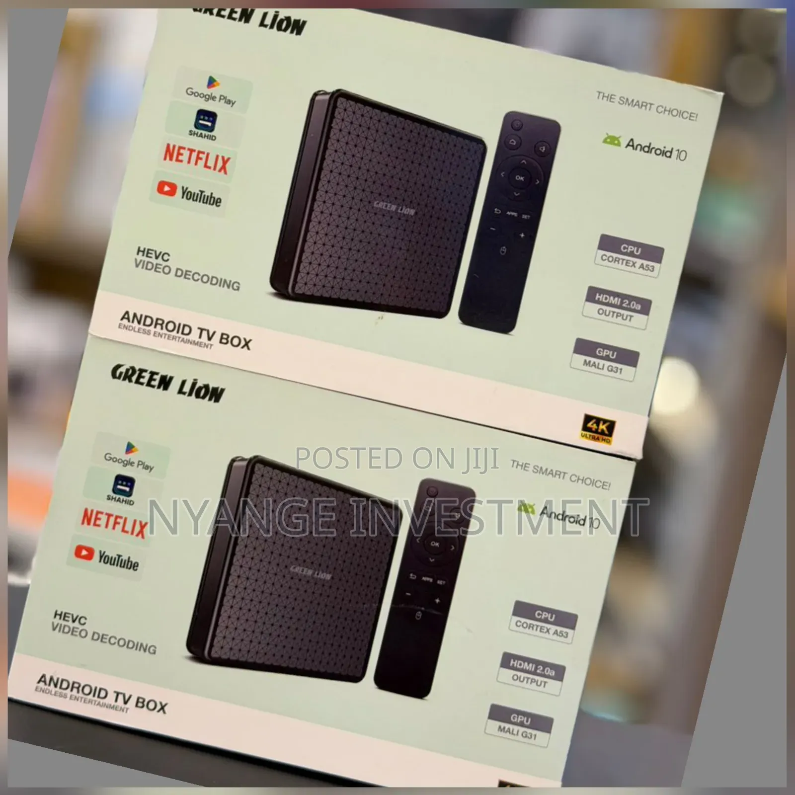 Green Lion Android Tv Box With Remote.
