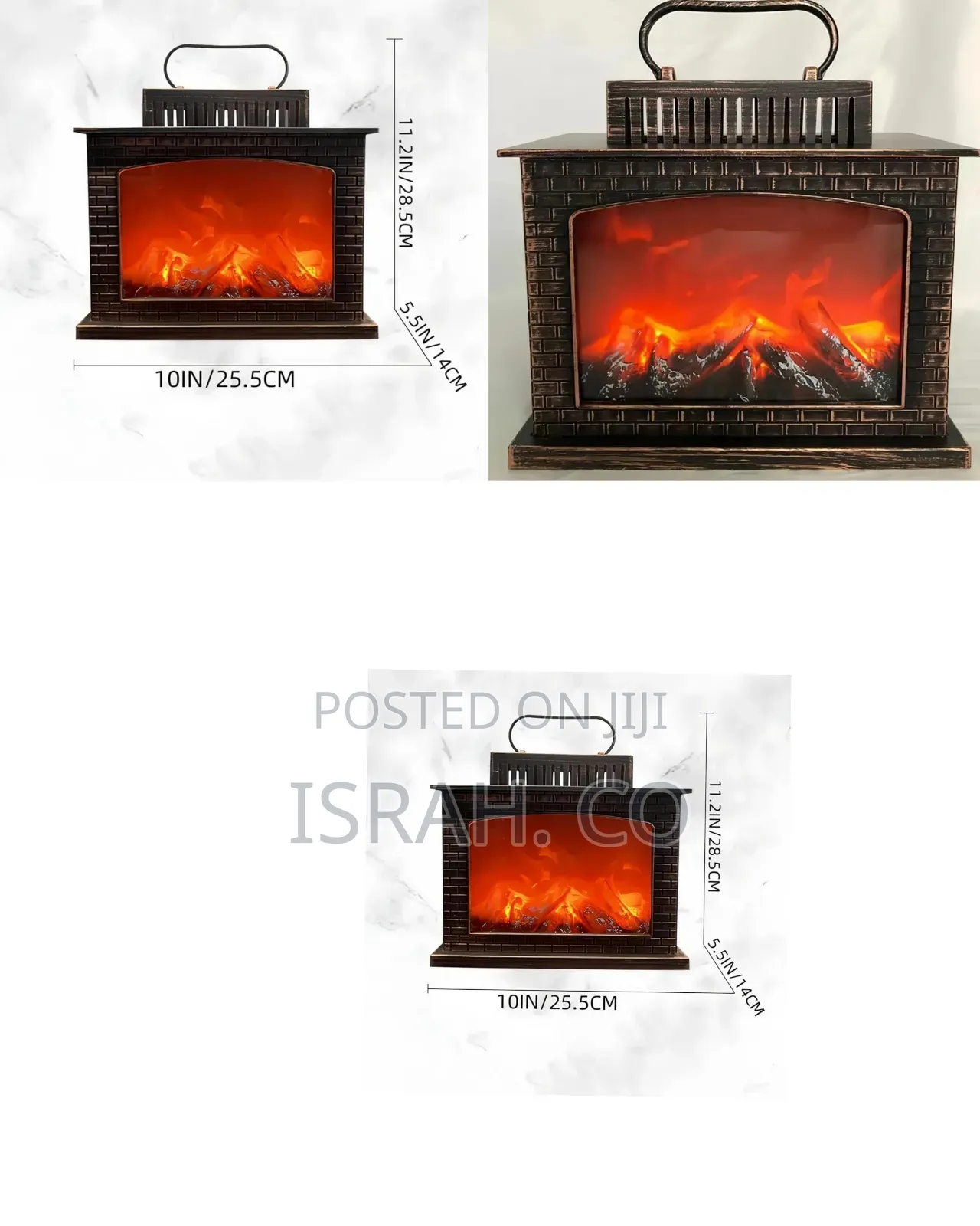 Simulated Led Fireplace Lantern, Usb and Battery Powered, Flameless