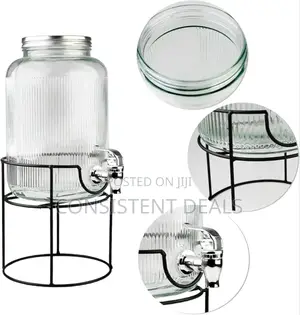 8l Fluted Glass Beverage Dispenser With Stand