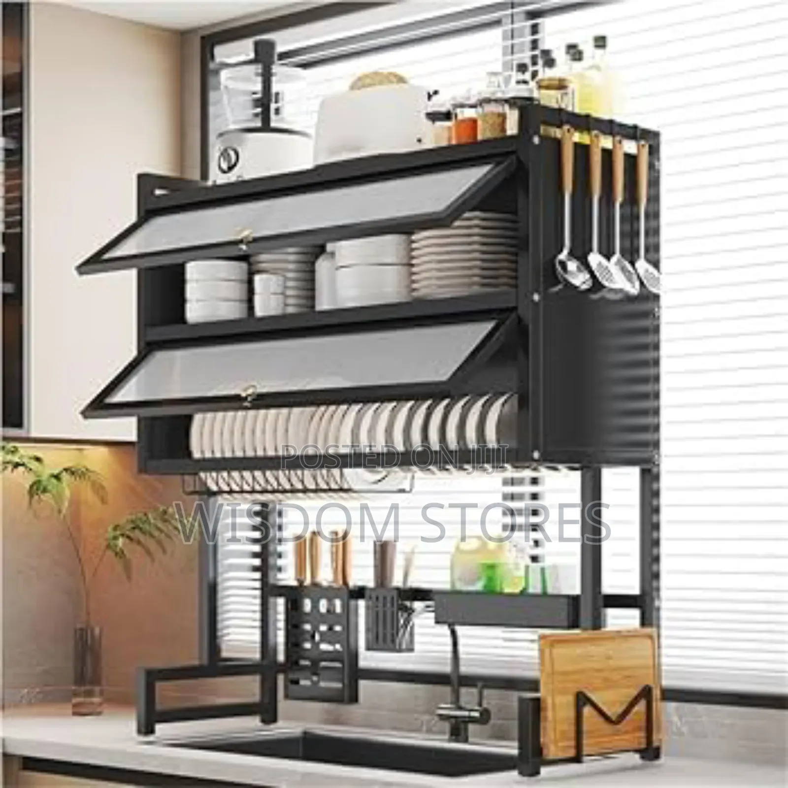 3 Tier Over the Sink Dish Drying Rack With Cover