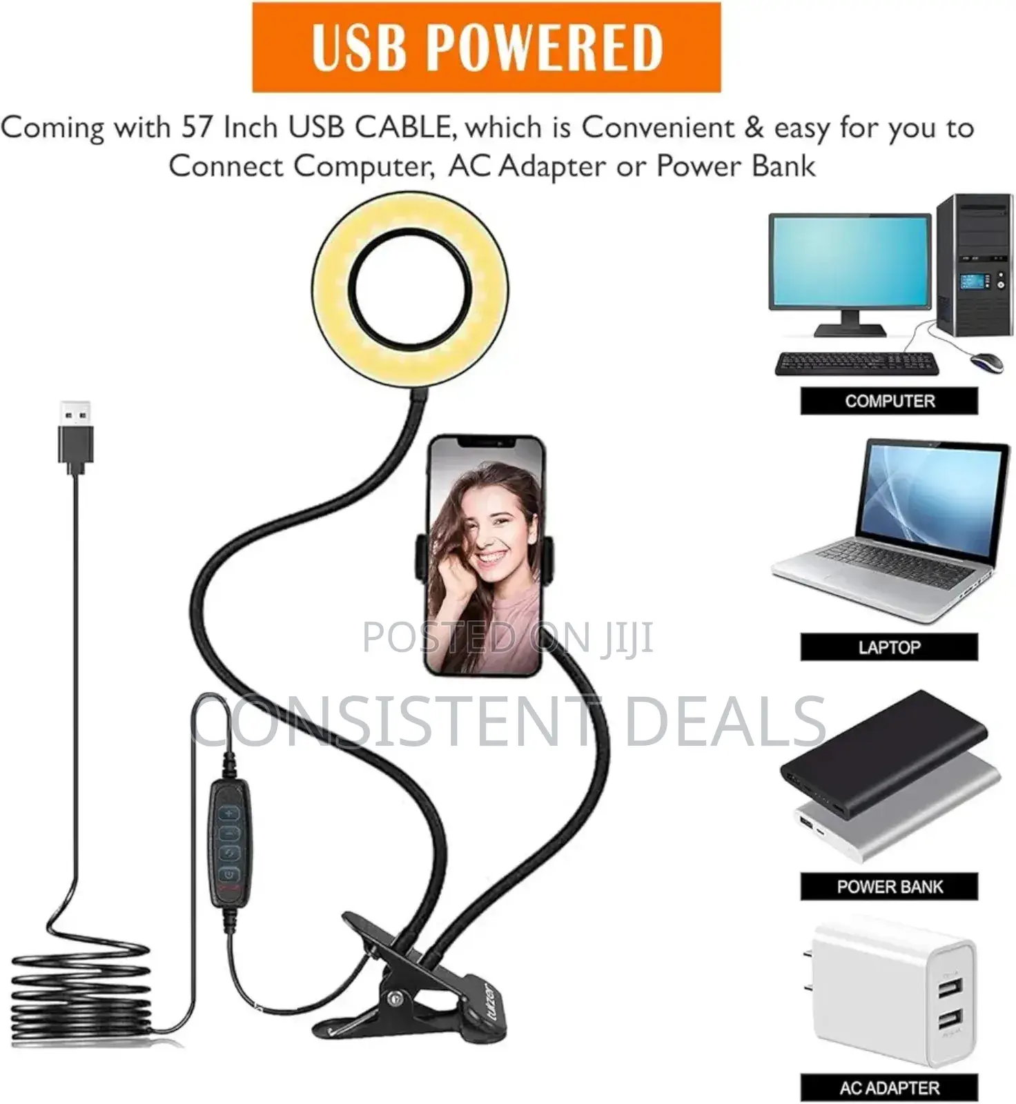 Selfie Ring Light With Adjustable Phone Holder