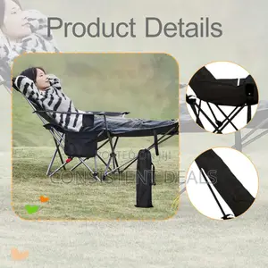 Reclining Camping Chair With Removable Footrest, Reclining Beach Chair