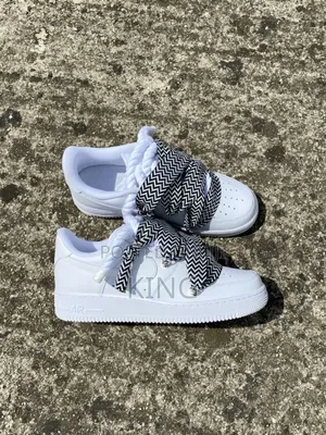 Nike Air Force 1 Customized With Thick, Patterned Rope Laces.