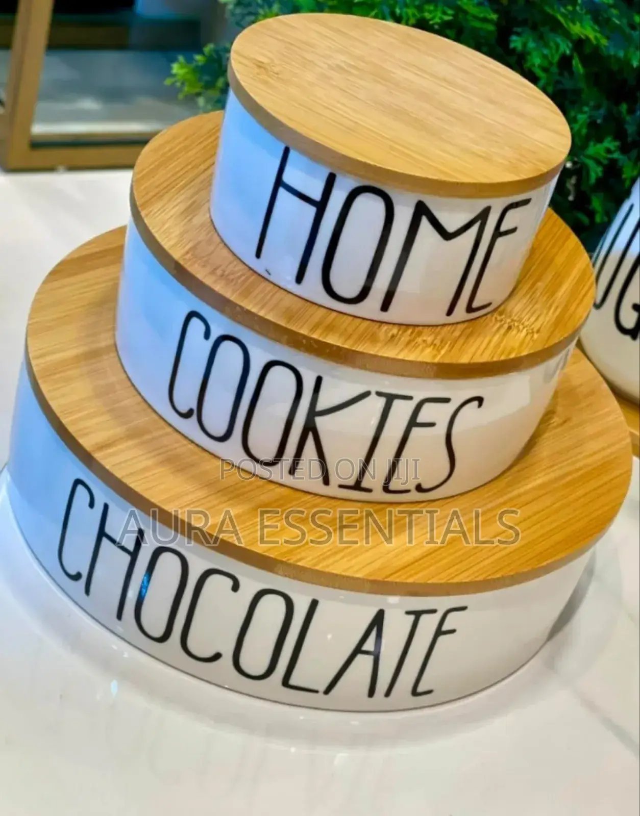 3-Piece Set of White Ceramic Kitchen Storage Canisters