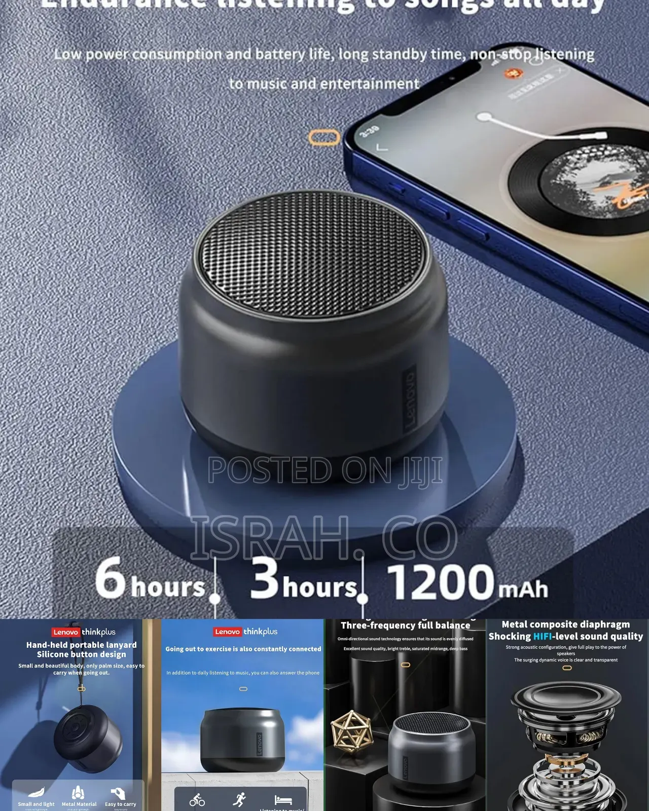 . Lenovo Thinkplus Portable Bluetooth Speaker, Mini Wireless Speak