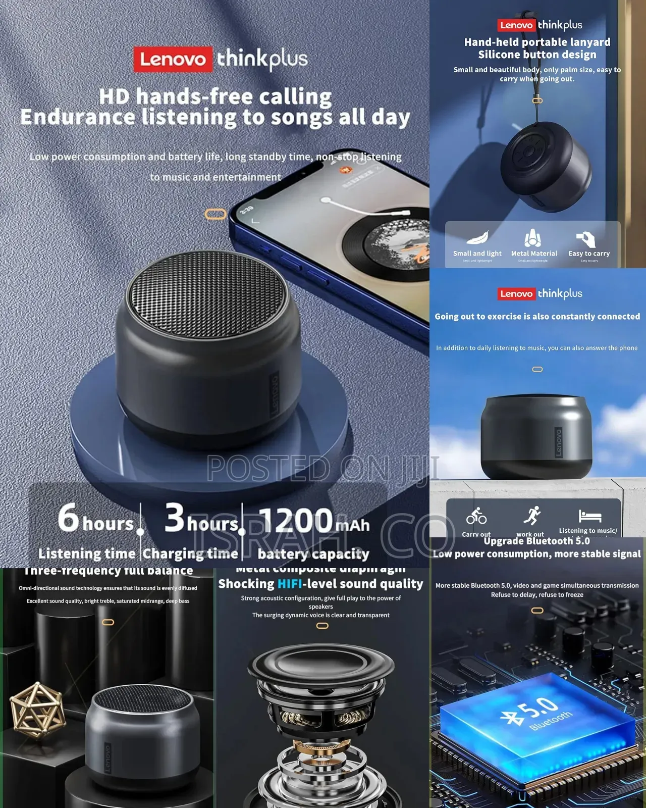 . Lenovo Thinkplus Portable Bluetooth Speaker, Mini Wireless Speak