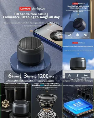 . Lenovo Thinkplus Portable Bluetooth Speaker, Mini Wireless Speak