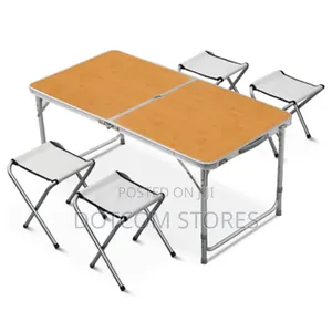 Redcliffs Foldable Camping Table With Four Matching Stools.