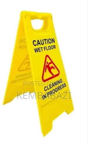 Yellow A-frame "Caution Wet Floor" Warning Sign.