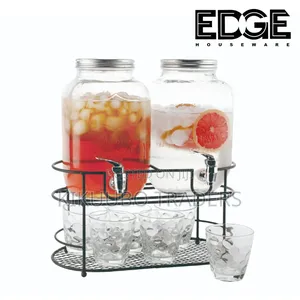 4l + 4l Glass Jar Juice Double Dispenser