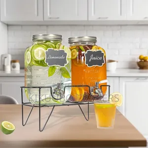Roetell 2 Pack 4 Litre Glass Drink Dispenser With Tap