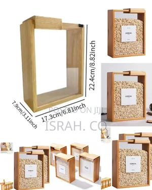 Wooden Cereal Storage Box, Airtight Pantry Bins Container With Lids