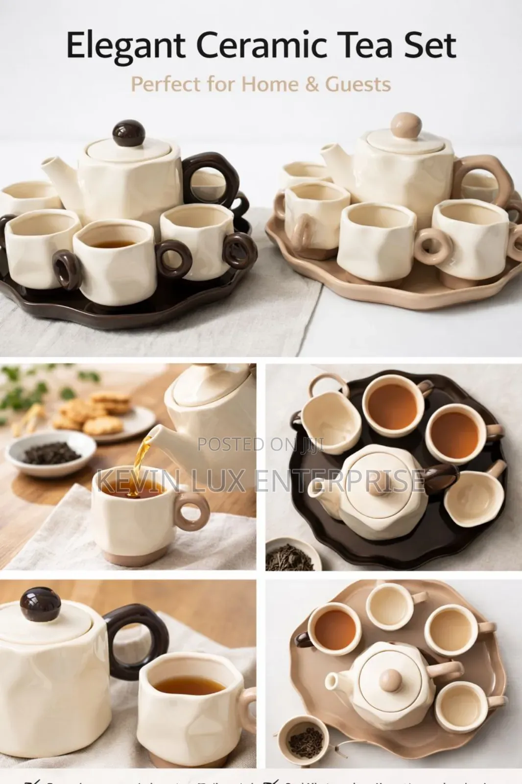 Coffee Tea Set With Cups and Tray