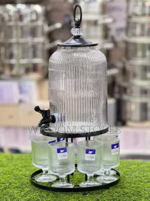 Glass Beverage Dispenser- 4l + 6 Glasses