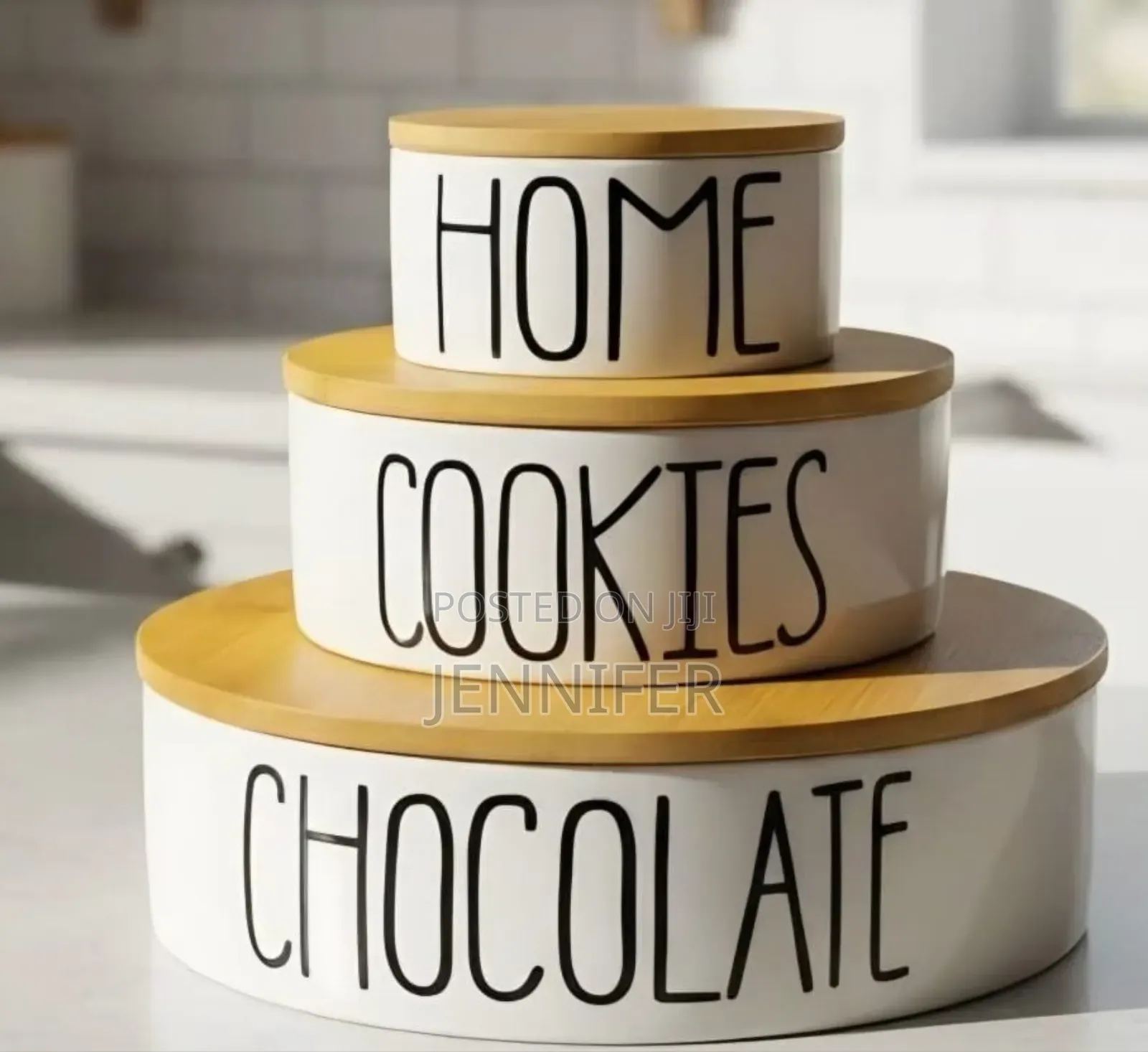 3-Piece Set of White Ceramic Kitchen Storage Canisters