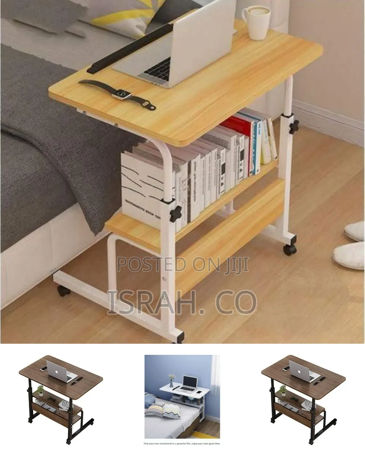 Adjustable Mobile Laptop Desk / Bedside Table With Storage (88x45.5x7