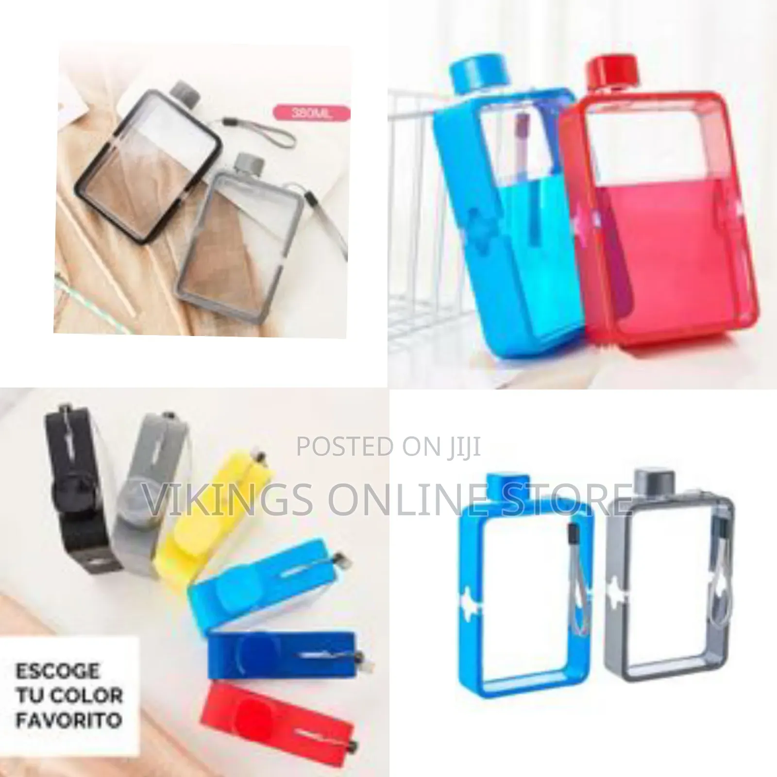 380ml Flat Water Bottle Memo Notebook Travel Slim Drink Water Bottle