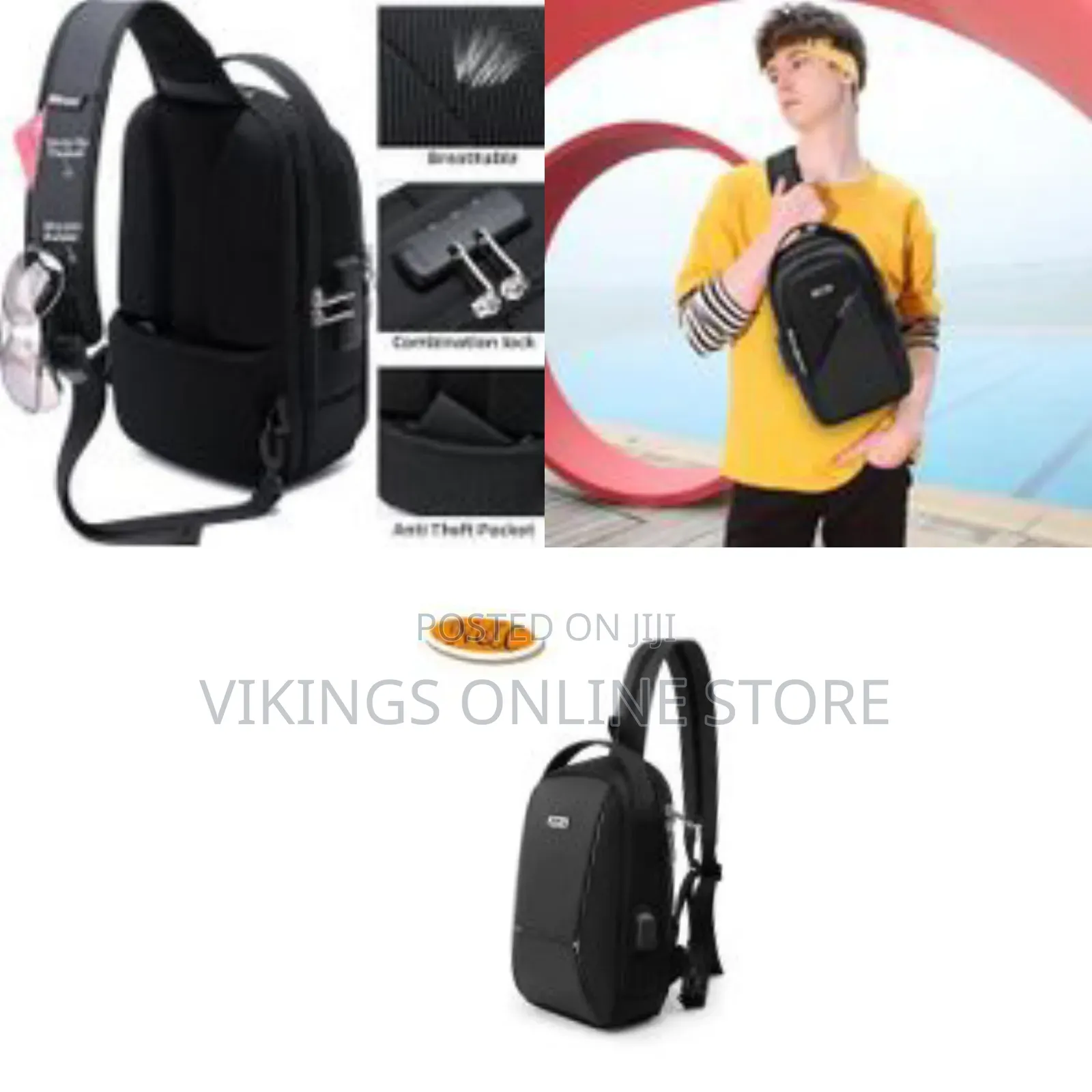 Crossbody Backpack for Men and Women, Shoulder Backpack With Usb