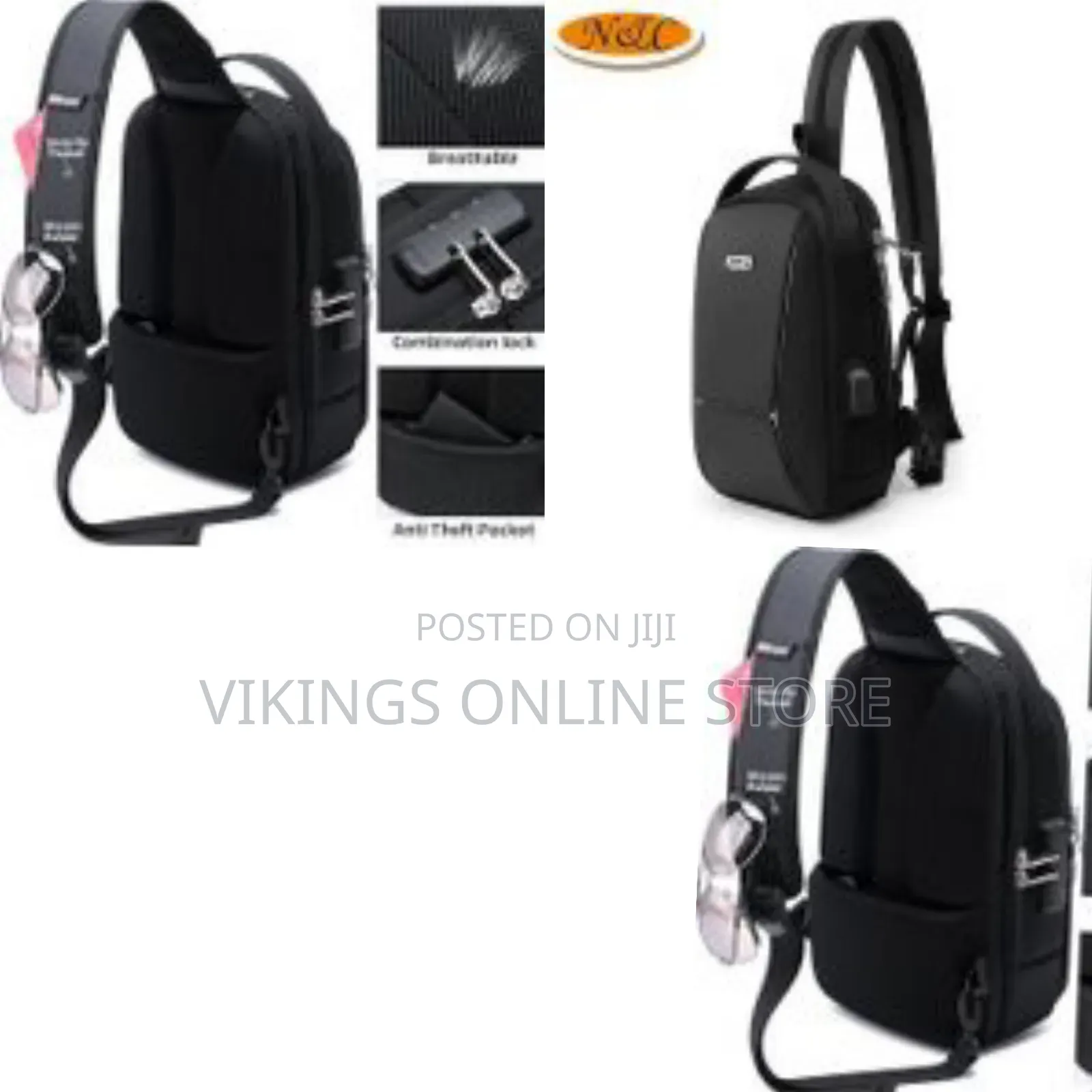 Crossbody Backpack for Men and Women, Shoulder Backpack With Usb