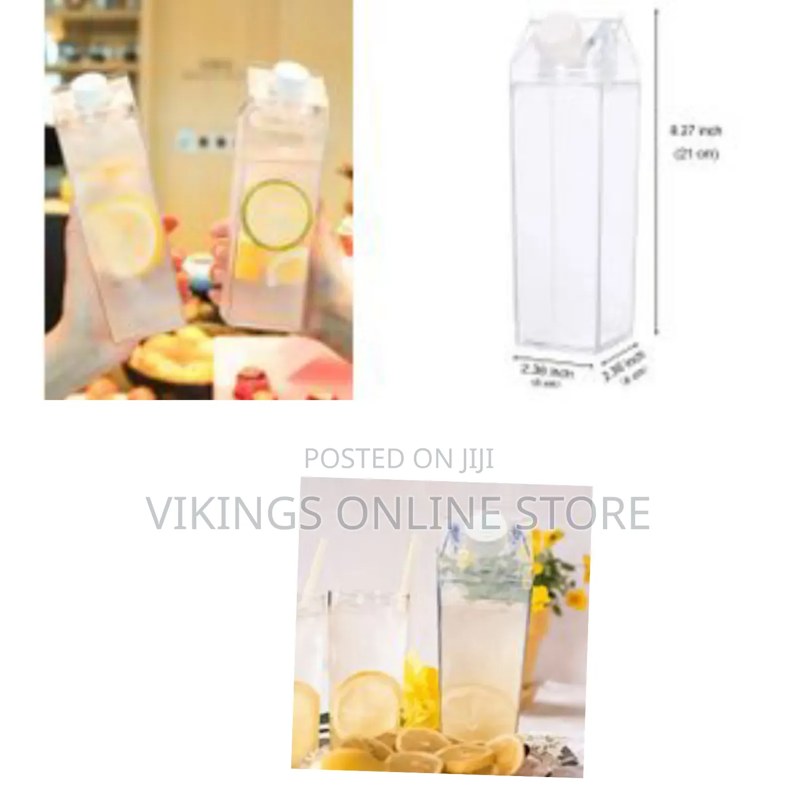Acrylic Juice Water Bottle Square Fridge Milk Bottles Portable
