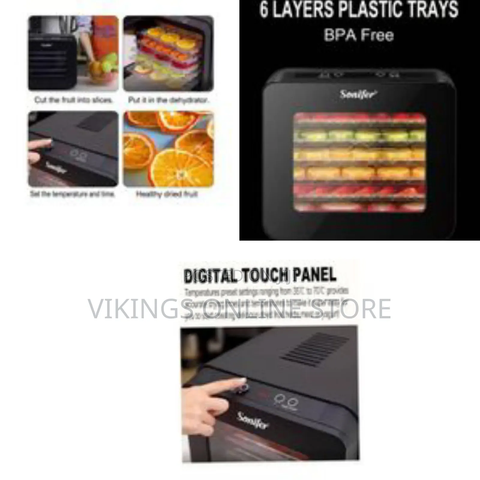 Sonifer 6 Layer Fruits Food Dehydrator Dryer - Black