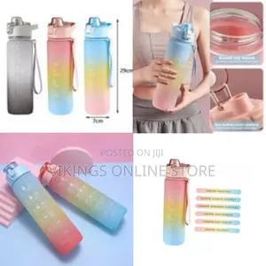 1l Time Marked Fitness Jug Outdoor Frosted Water Bottle, Multi-Colour