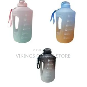 3.78l Time Marked Fitness Jug Outdoor Frosted Water Bottle -Multicolor