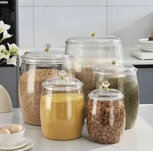 A 5 Piece Set of Clear Food Storage Jars