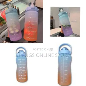 2l Time Marked Fitness Jug Outdoor Frosted Water Bottle Color May Vary