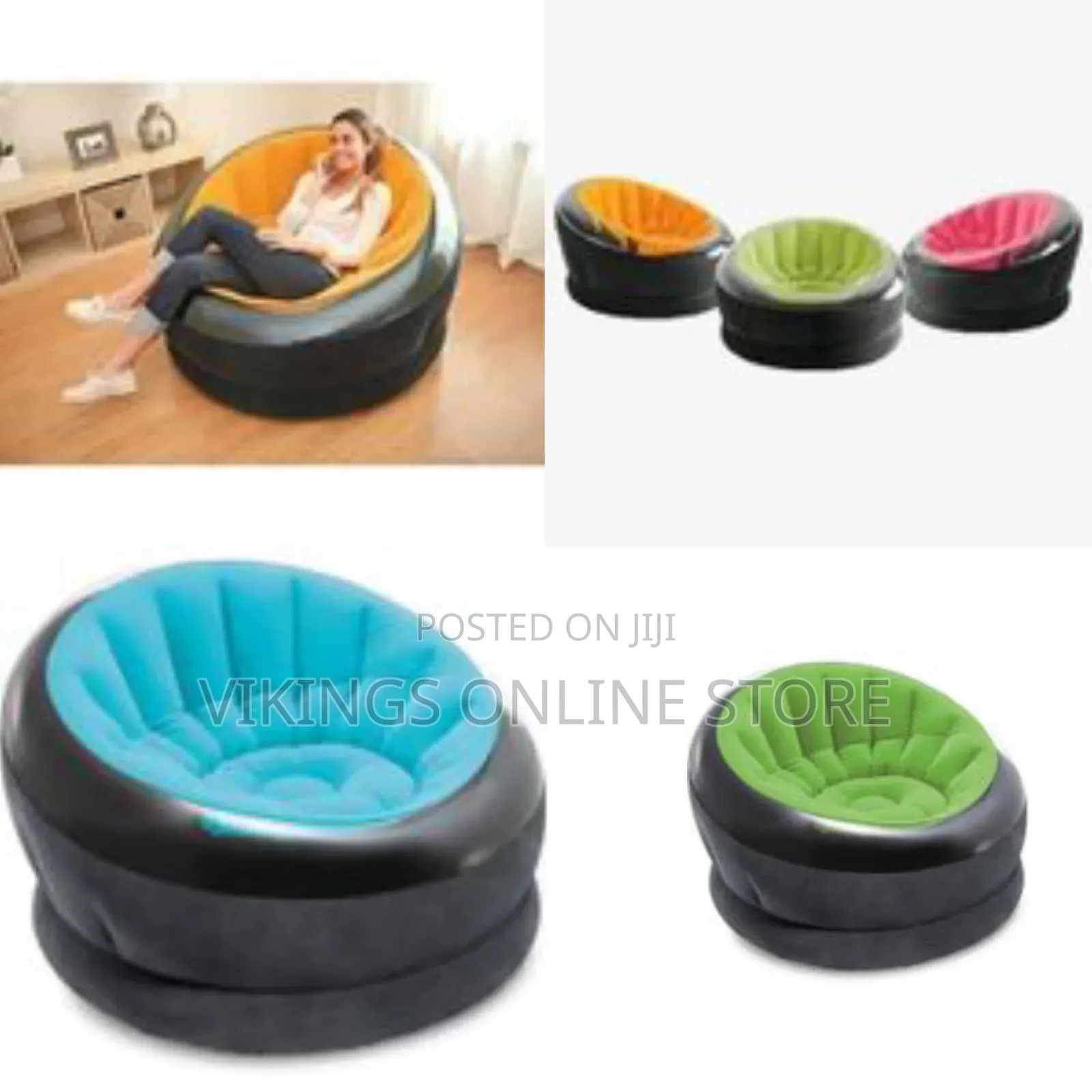Intex Empire Inflatable Lounge Dorm Camping Bean Bag Chair Lazy Sofa